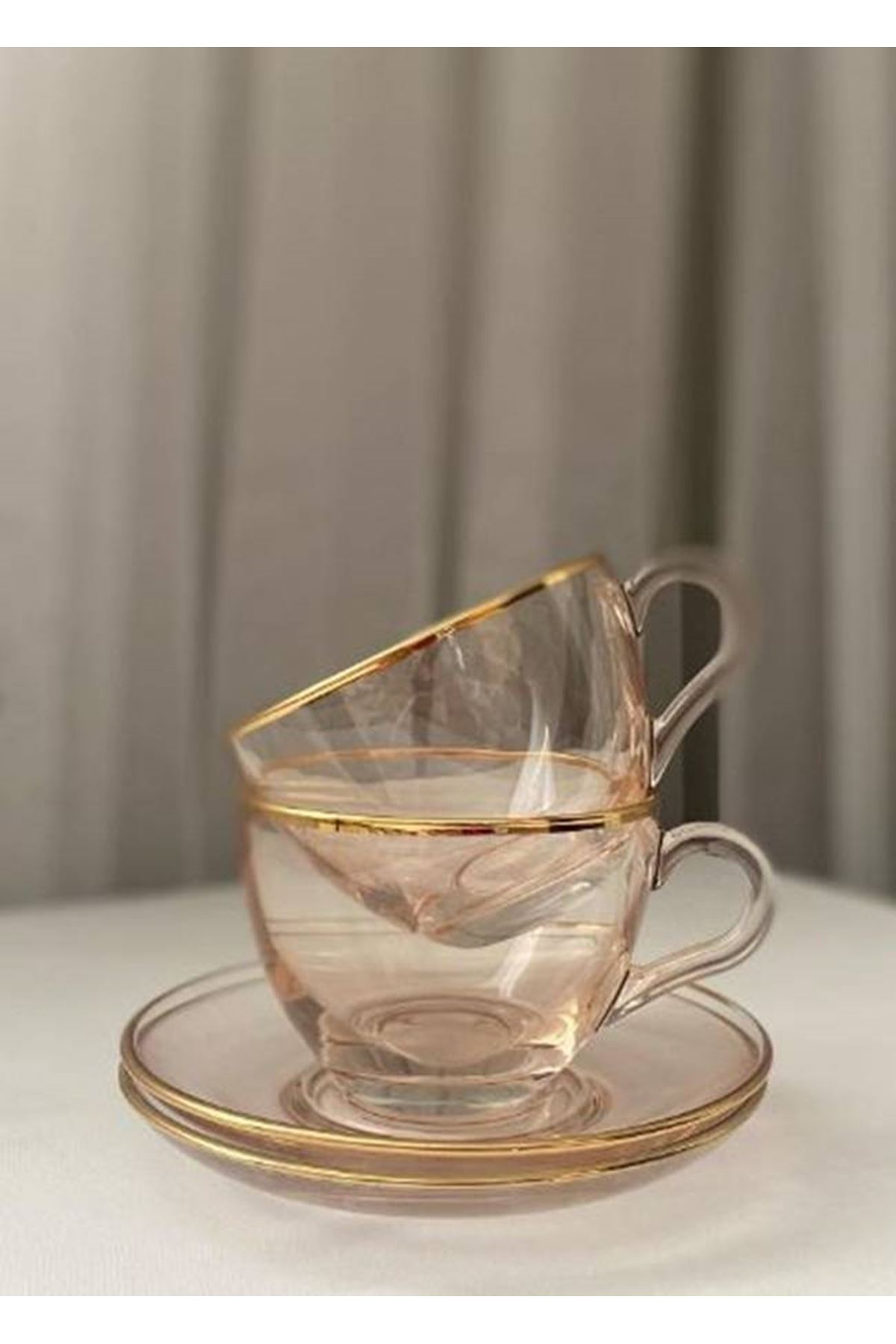 Paşabahçe 6 Kişilik Pembe Cam Çay Fincanı 240cc