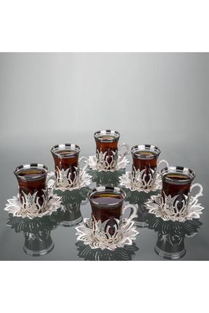 12 Parça 6 Kişilik Gümüş Çay Takımı