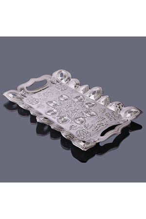 Gümüş Dikdörtgen Tepsi 42x30x26cm