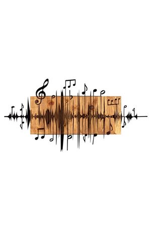 Metal Ahşap Müzik Duvar Süsü 90x47cm