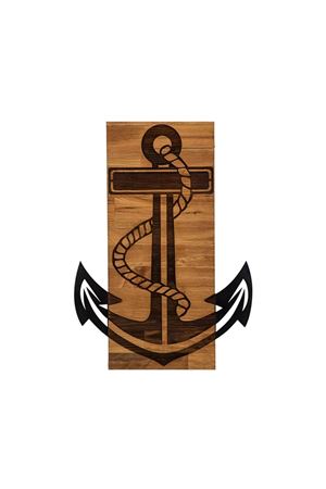 Metal Ahşap Çapa Duvar Süsü 41x58cm