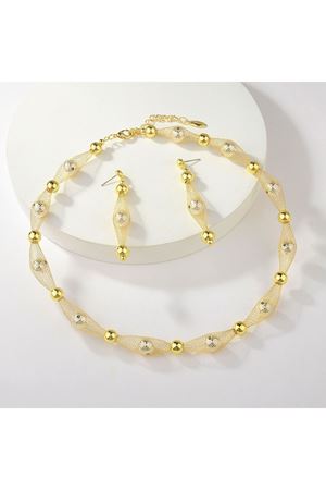 2 Parça Altın Kaplama Kolye Küpe Seti