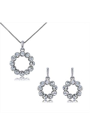 2 Parça Gümüş Kaplama Zirkon Taşlı Kolye Küpe Seti