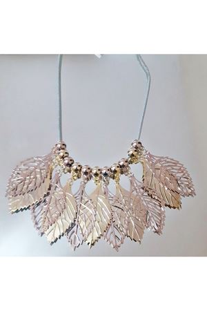 Gold Rose Gümüş Kaplama Yaprak Kolye