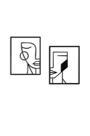 Metal Kadın Yüzü Ev Ofis Duvar Süsü 50x35cm