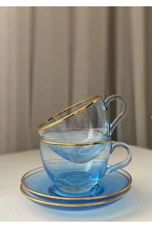 Paşabahçe 6 Kişilik Mavi Cam Çay Fincanı 240cc