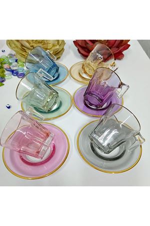 6 Renk Lüster 6 Lı Türk Kahvesi Takımı 70cc