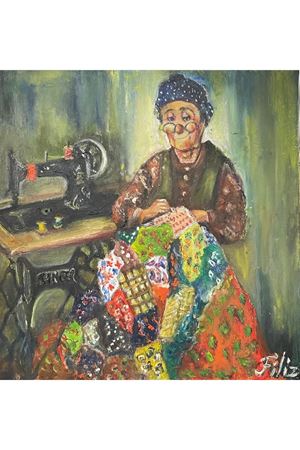 “Çalışmak,en iyi terapidir “ Tuval Üzerine Yağlı Boya Tablo Ölçü:50cmx70cm 