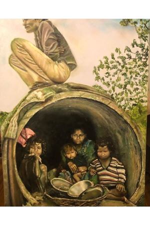 “Çaresizlik karşısında,vücudun verebildiği en hızlı tepkidir ağlamak” Tuval Üzerine Yağlı Boya Tablo Ölçü:50cmx70cm 