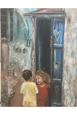 “Sevginin en saf halidir çocukluk “ Tuval Üzerine Yağlı Boya Tablo Ölçü:50cmx70cm 