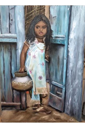 “Kapıdaki kız ” Tuval Üzerine Yağlı Boya Tablo Ölçü:50cmx70cm 