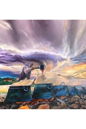 “Pekmez yapan kadın”   Tuval Üzerine Yağlı Boya Tablo Ölçü:50cmx70cm  