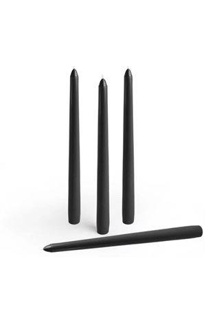 4 lü Şamdan Siyah Mum h.25cm Çap:2cm