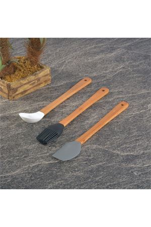 Silikon Mini 3 Parça Mutfak Seti (Gri Siyah Beyaz)