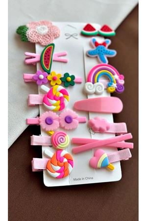 14 Parça Pembe Çocuk Toka Seti