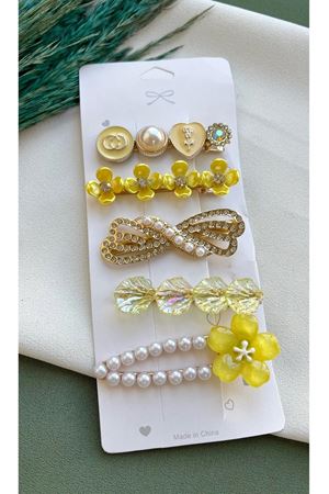 5 Parça Sarı Yan Toka Seti