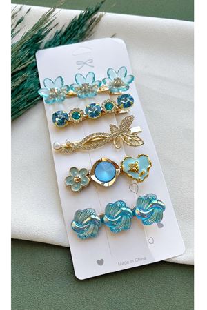 5 Parça Mavi Yan Toka Seti