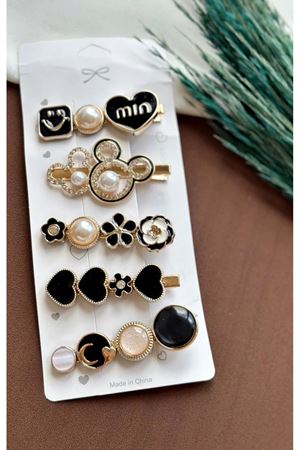 5 Parça siyah Yan Toka Seti