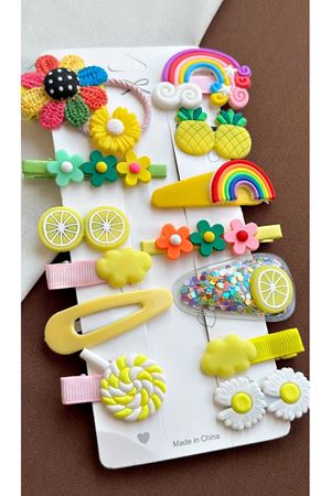 14 Parça Sarı Çocuk Toka Seti