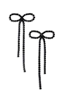  Siyah Zirkon Taşlı Fiyonk Sallantılı Uzun Abiye Kadın Küpe