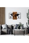 Metal Ahşap Dünya Haritası Duvar Süsü 58x86cm