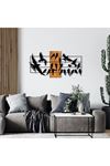 Metal Ahşap Telde Oturan Kuşlar Duvar Süsü 115x58cm