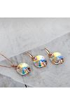 2 Parça Rose Gold Kaplama Zirkon Taşlı Kolye Küpe Seti