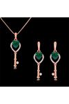 2 Parça Rose Gold Kaplama Zirkon Taşlı Kolye Küpe Seti
