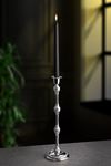 Gümüş Metal Uzun Şamdan Mumluk h.40cm