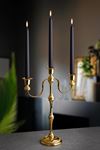 Gold Metal 3 Kollu Uzun Şamdan Mumluk h.40cm