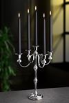 Gümüş Metal 5 Kollu Uzun Şamdan Mumluk h.40cm