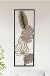 Metal Yaprak Siyah Gri Gold Ofis Ev Duvar Süsü 32x90cm