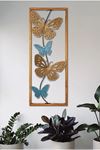 Metal Kelebek Dore Mavi Ev Ofis Duvar Süsü 32x90cm