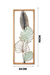 Metal Çiçek Dore Yeşil Ev Ofis Duvar Süsü 32x90cm