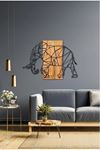 Metal Ahşap Fil Duvar Süsü 82x58cm