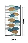 Metal Yeşil Gold Mavi Ev Ofis Duvar Süsü 115x60cm