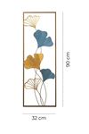 Metal Mavi Sarı Gold Ev Ofis Otel Duvar Süsü 32x90cm