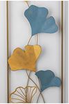 Metal Mavi Sarı Gold Ev Ofis Otel Duvar Süsü 32x90cm
