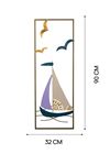 Metal Yelkenli Gold Ev Ofis Otel Duvar Süsü 32x90cm
