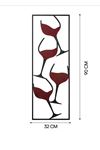 Metal Kadeh Şarap Siyah Ev Ofis Otel Duvar Süsü 32x90cm