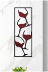 Metal Kadeh Şarap Siyah Ev Ofis Otel Duvar Süsü 32x90cm