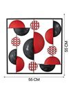 Metal Kırmızı Siyah Ev Ofis Otel Duvar Süsü 55x55cm