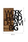 Metal Ahşap Dream Big Ev Ofis Otel Duvar Süsü 48x58cm