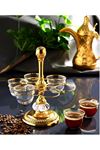 6 Kişilik Gold Metal Cam Sunum İkram Seti Mırra