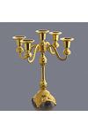 Gold Metal 5 Kollu Kısa Şamdan Mumluk h.24cm